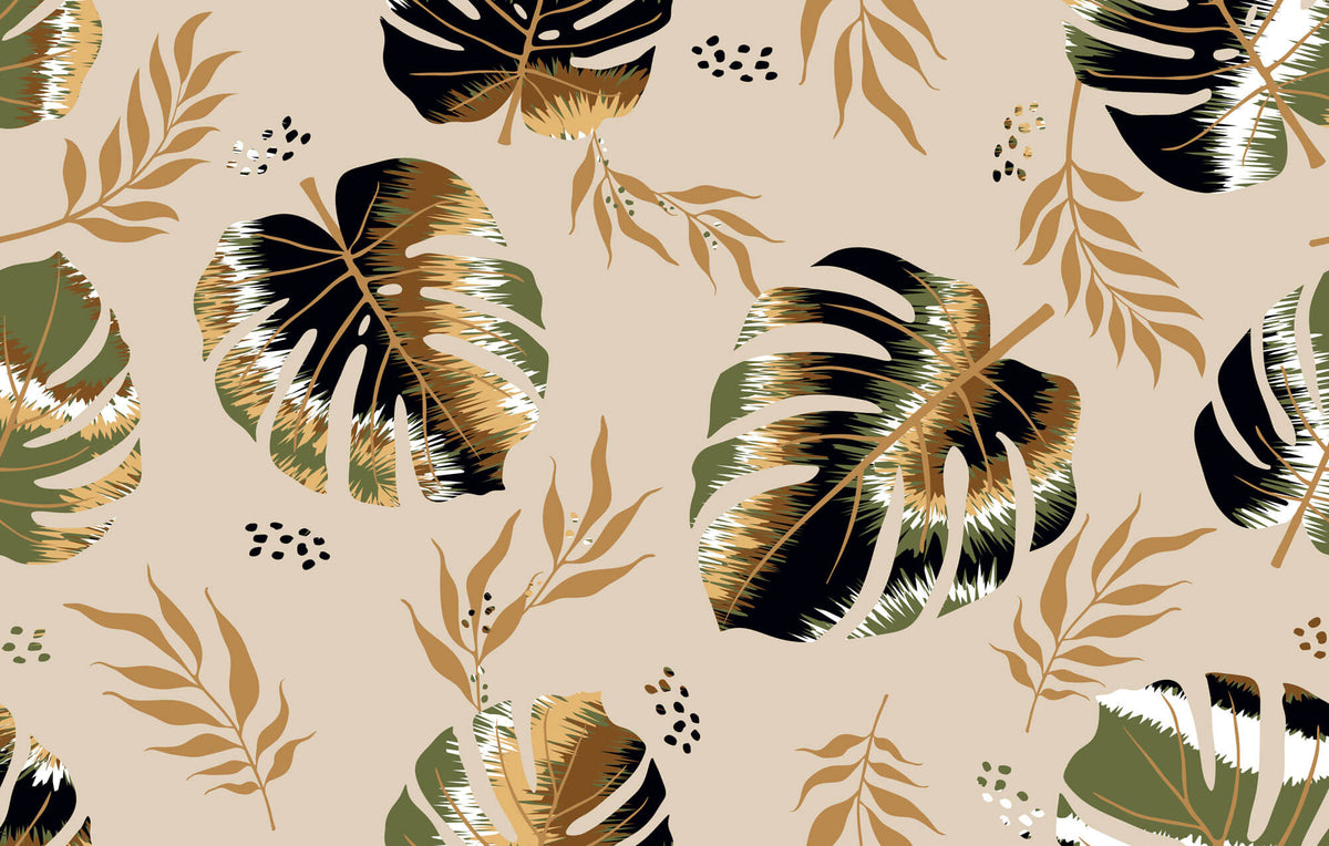 Tapet Personalizat Leaf cu frunze monstera in stil boho-tribal - BOHO RETRO MONSTERA