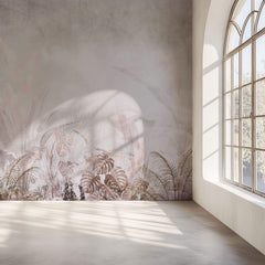 Tapet Personalizat Leaf cu frunze in nuante rozalii estompate - BRASSY PINK LEAVES