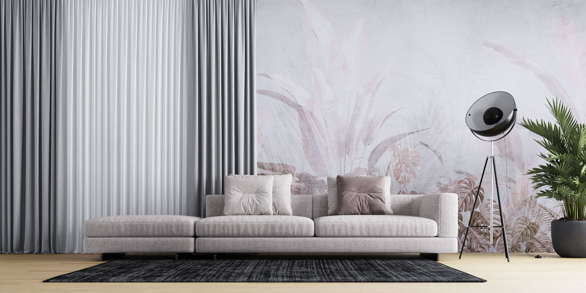 Tapet Personalizat Leaf cu frunze in nuante rozalii estompate - BRASSY PINK LEAVES