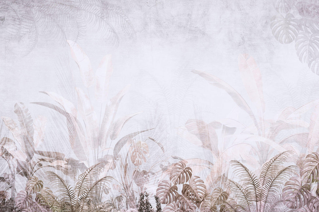 Tapet Personalizat Leaf cu frunze in nuante rozalii estompate - BRASSY PINK LEAVES