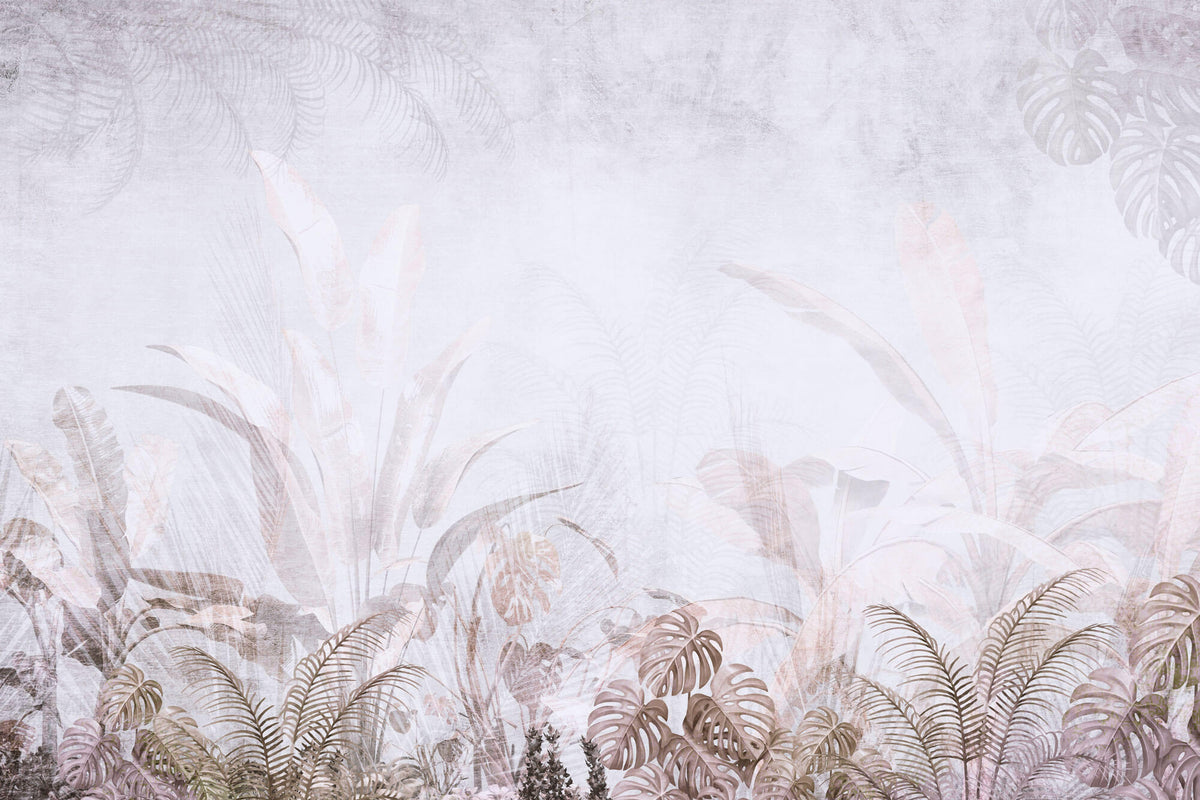 Tapet Personalizat Leaf cu frunze in nuante rozalii estompate - BRASSY PINK LEAVES