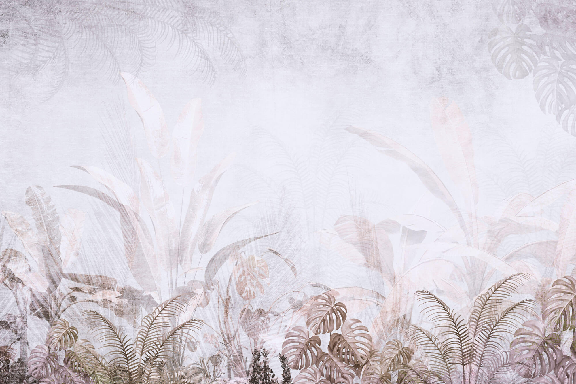 Tapet Personalizat Leaf cu frunze in nuante rozalii estompate - BRASSY PINK LEAVES
