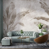 Tapet Personalizat Leaf cu frunze de bananier sepia - WALL BANANA TREE