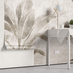 Tapet Personalizat Leaf cu frunze de bananier sepia - WALL BANANA TREE
