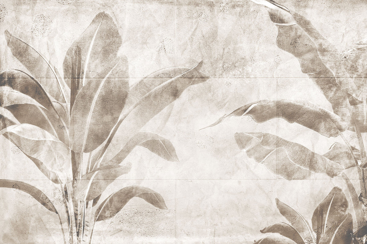 Tapet Personalizat Leaf cu frunze de bananier sepia - WALL BANANA TREE