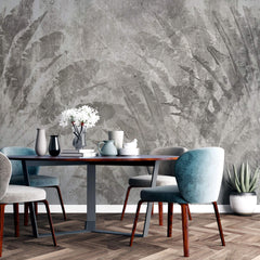 Tapet Personalizat Leaf cu frunze in fundal de perete ciment - CONCRETE ABSTRACT LEAF