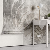 Tapet Personalizat Leaf cu frunze in fundal de perete ciment - CONCRETE ABSTRACT LEAF