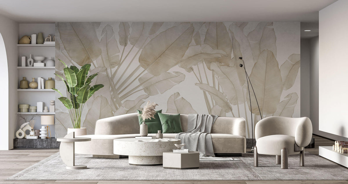 Tapet Personalizat Leaf cu frunze crem de bananier - COFFEE LEAVES