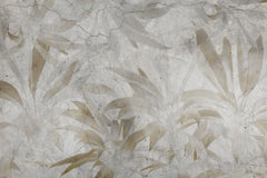 Tapet Personalizat Leaf cu frunze tropicale aramii pe fundal stucco crapat - LEAF CRACKS