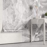Tapet Personalizat Leaf cu frunze gri in dungi de plaster - STRIPED LEAVES