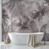 Tapet Personalizat Leaf cu frunze in nuante de mov estompat - PURPLE DAYDREAM