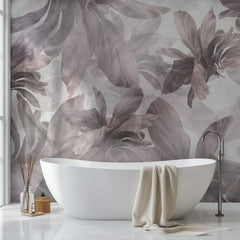 Tapet Personalizat Leaf cu frunze in nuante de mov estompat - PURPLE DAYDREAM