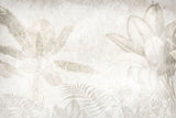 Tapet Personalizat Leaf frunze exotice in nuante deschise cu fundal texturat - LIGHT CONCRETE LEAF