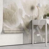 Tapet Personalizat Leaf cu lalele maronii cu textura liniara - CONCRETE TULIPS