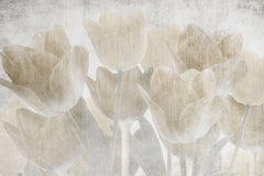 Tapet Personalizat Leaf cu lalele maronii cu textura liniara - CONCRETE TULIPS