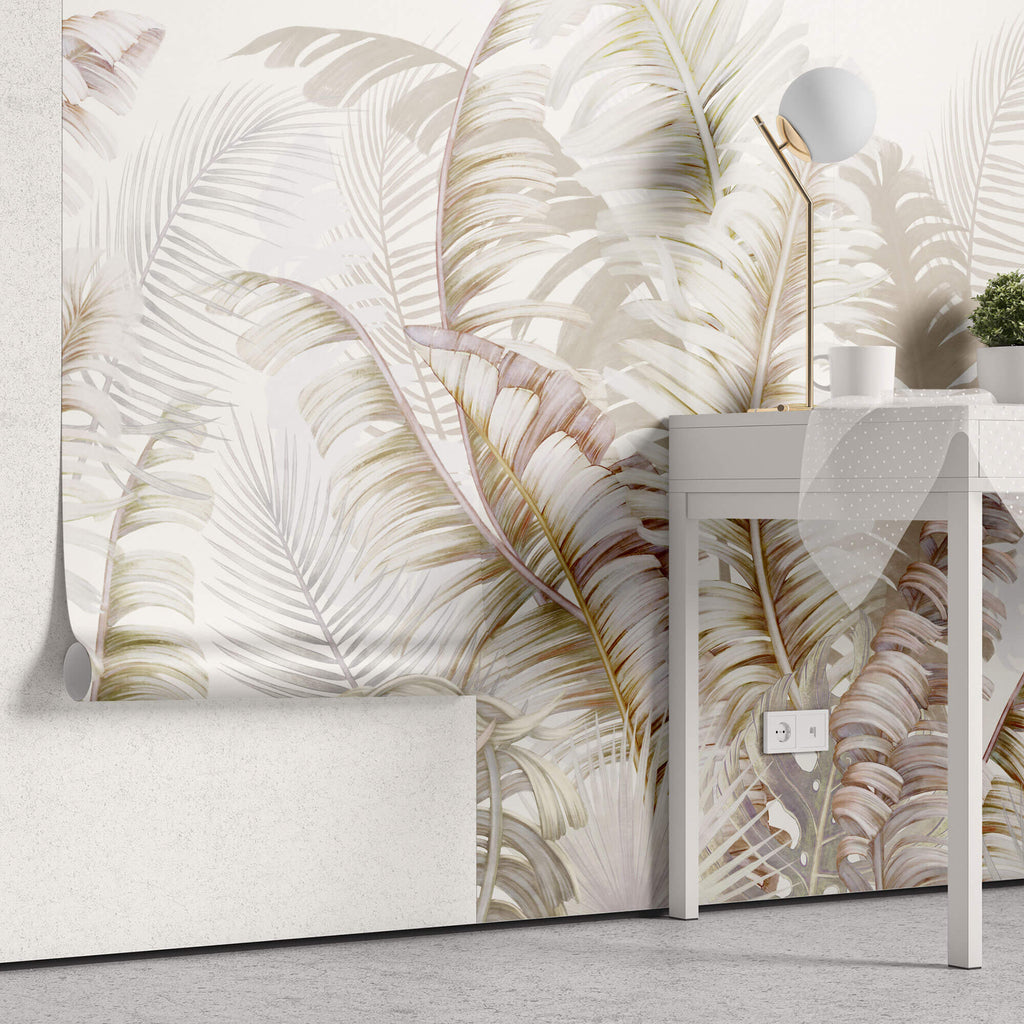 Tapet Personalizat Leaf cu frunze rozalii de palmier - DELIGHTING NATURE