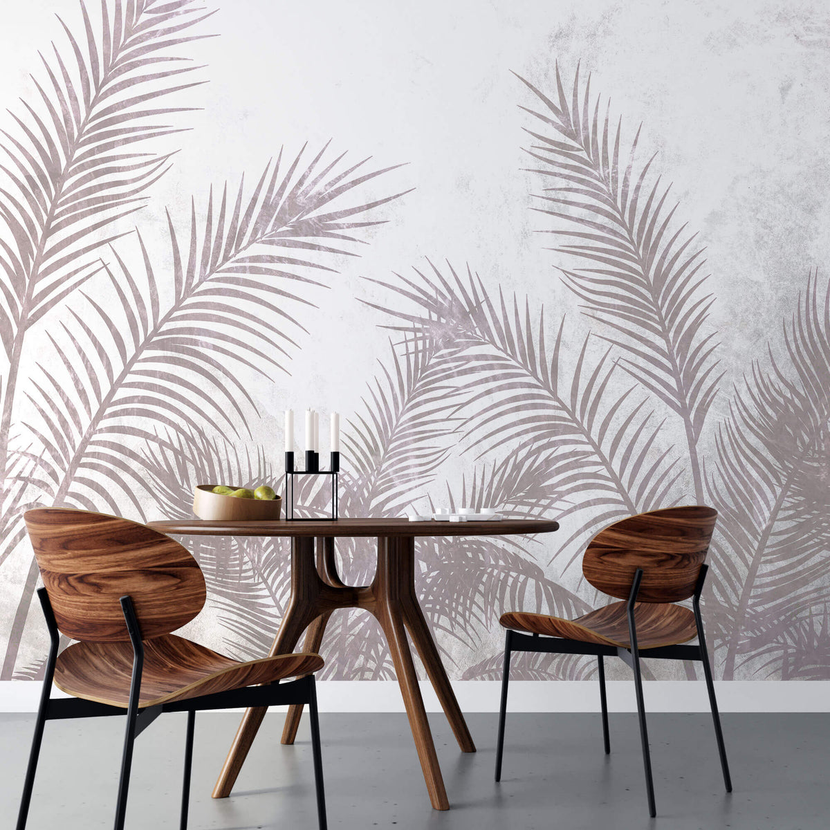Tapet Personalizat Leaf cu frunze de palmier in nuante lila - REFINED PALM TREE