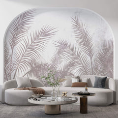 Tapet Personalizat Leaf cu frunze de palmier in nuante lila - REFINED PALM TREE