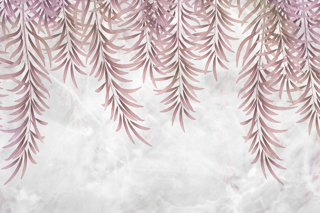 Tapet Personalizat Leaf cu frunze de palmier in nuante de roz - PINK WILLOW