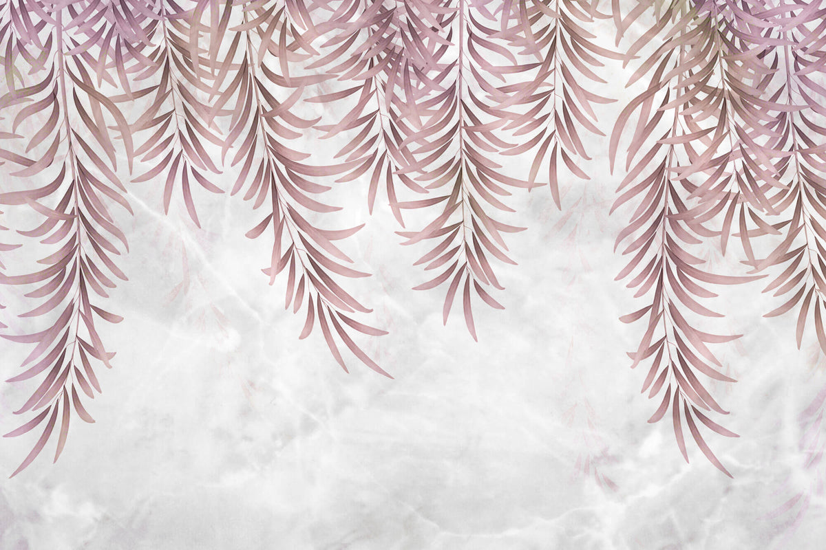 Tapet Personalizat Leaf cu frunze de palmier in nuante de roz - PINK WILLOW