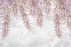 Tapet Personalizat Leaf cu frunze de palmier in nuante de roz - PINK WILLOW
