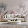 Tapet Personalizat Leaf cu frunze de palmier intr-un fundal roz texturat - DUSTY PINK CANVAS