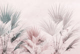 Tapet Personalizat Leaf cu frunze de palmier intr-un fundal roz texturat - DUSTY PINK CANVAS
