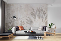 Tapet Personalizat Leaf cu frunze etompate in textura de stucco - BURNISHED BANANA TREES