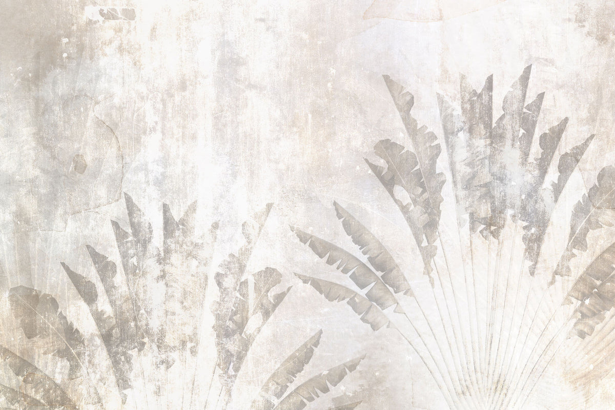 Tapet Personalizat Leaf cu frunze etompate in textura de stucco - BURNISHED BANANA TREES