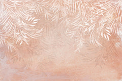 Tapet Personalizat Leaf cu frunze de bambus albe pe fundal roz - PEACHY BAMBOO