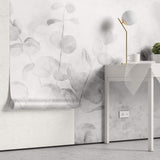 Tapet Personalizat Leaf cu frunze de eucalipt in alb negru - GREY EUCALYPTUS