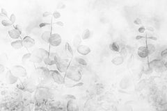 Tapet Personalizat Leaf cu frunze de eucalipt in alb negru - GREY EUCALYPTUS