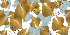 Tapet Personalizat Leaf cu frunze abstracte in nuante aramii si albastre - ABSTRACT MUSTARD LEAVES