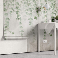 Tapet Personalizat Leaf cu frunze mici verzi cazatoare estompate - STAMP WATERCOLOR LEAVES