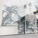 Tapet Personalizat Leaf cu palmieri in nuante de albastru - INTENSE CYAN PALMS
