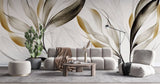 Tapet Personalizat Leaf cu frunze texturate in nuante de bej si crem - BEIGE FEATHER LEAVES I