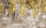 Tapet Personalizat Leaf cu frunze de palmier aurii pe un fundal texturat bej - GOLDEN FOIL LEAVES