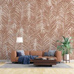 Tapet Personalizat Leaf cu frunze de palmier in nuante pamantii - REED BED