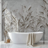 Tapet Personalizat Leaf cu bananieri in nuante de gri - BEIGE LEAF COLLAGE