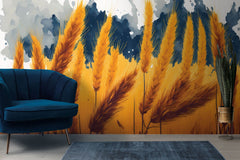 Tapet Personalizat Leaf cu spic de grau intr-o ilustratie pictata - CONTRAST WHEAT