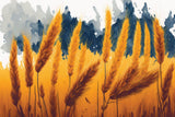 Tapet Personalizat Leaf cu spic de grau intr-o ilustratie pictata - CONTRAST WHEAT