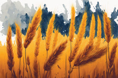 Tapet Personalizat Leaf cu spic de grau intr-o ilustratie pictata - CONTRAST WHEAT