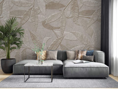 Tapet Personalizat Leaf cu frunze de bambus bej intr-o textura embosata - EMBOSSED BAMBOO