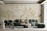 Tapet Personalizat Leaf cu frunze abstracte de bambus in nuante de bej - DOT ABSTRACT LEAVES