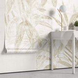Tapet Personalizat Leaf cu frunze abstracte de bambus in nuante de bej - DOT ABSTRACT LEAVES