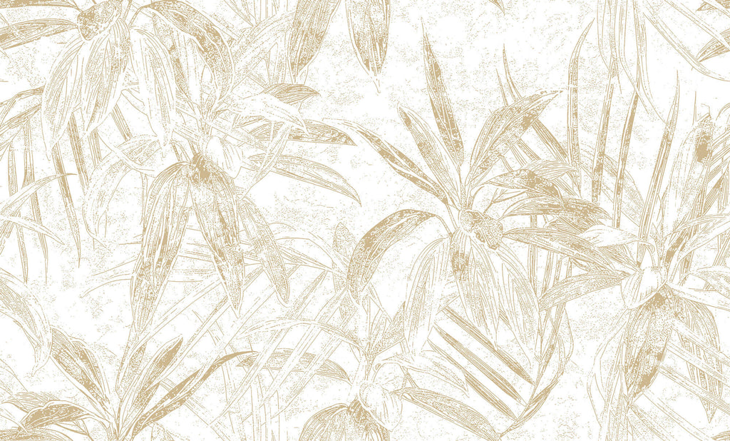 Tapet Personalizat Leaf cu frunze abstracte de bambus in nuante de bej - DOT ABSTRACT LEAVES
