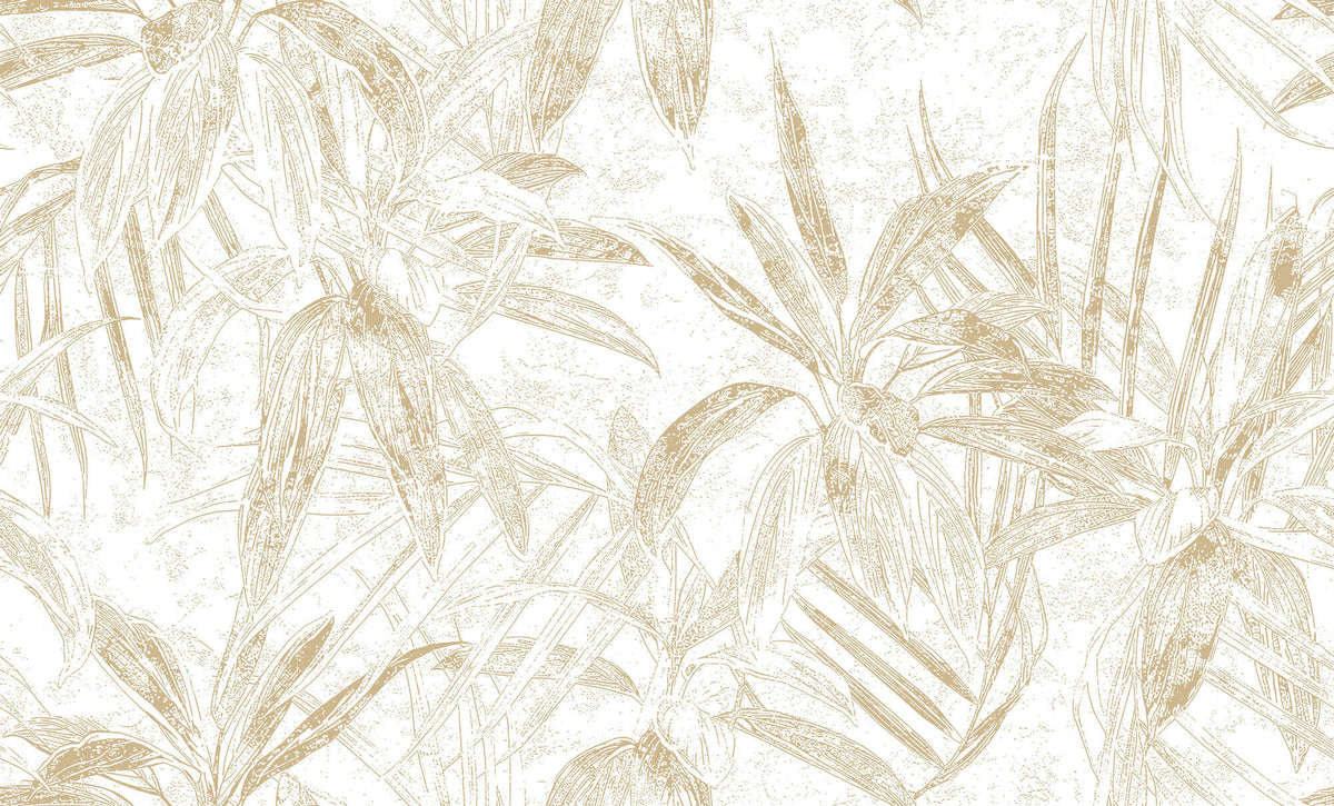 Tapet Personalizat Leaf cu frunze abstracte de bambus in nuante de bej - DOT ABSTRACT LEAVES