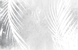 Tapet Personalizat Leaf cu frunde de palmier albe pe un fundal gri watercolor - GREY WHITE PALM