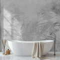 Tapet Personalizat Leaf cu plante tropicale in nuante de gri - CALM ABSTRACT BAMBOO