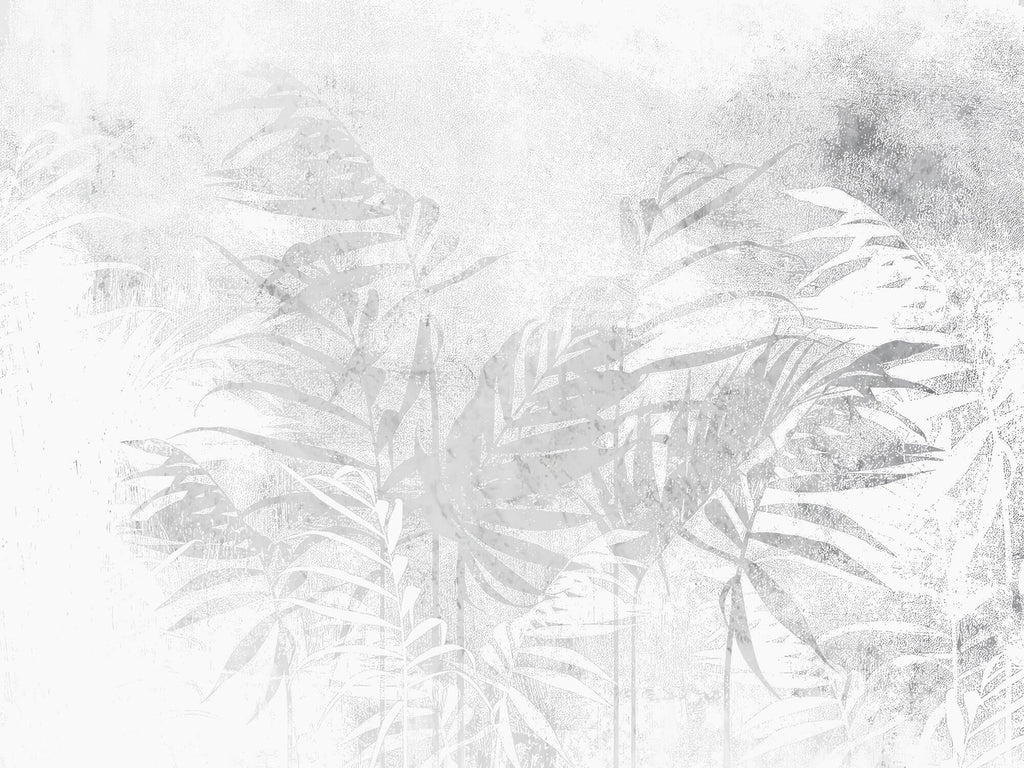 Tapet Personalizat Leaf cu plante tropicale in nuante de gri - CALM ABSTRACT BAMBOO